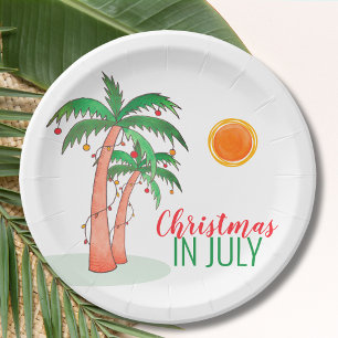 Plato De Papel Navidades en julio de BBQ Fiesta Palm Trees