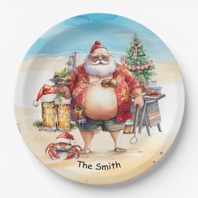 Plato De Papel Navidades en julio en la playa (Anverso)