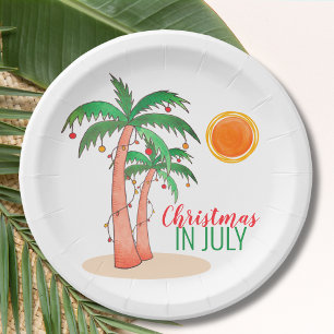 Plato De Papel Navidades en julio Fiesta de Palmeras