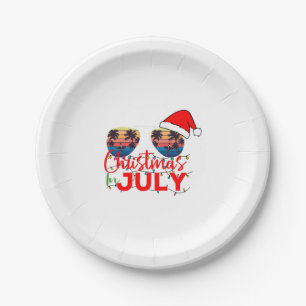 Plato De Papel Navidades en la playa de Santa Hat Sungafas en jul
