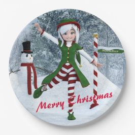 Plato De Papel Navidades en un bosque de invierno