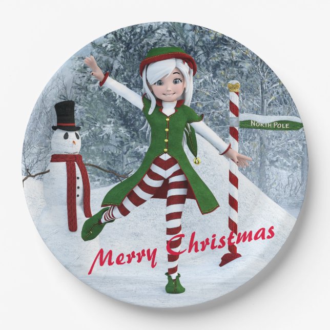 Plato De Papel Navidades en un bosque de invierno (Anverso)