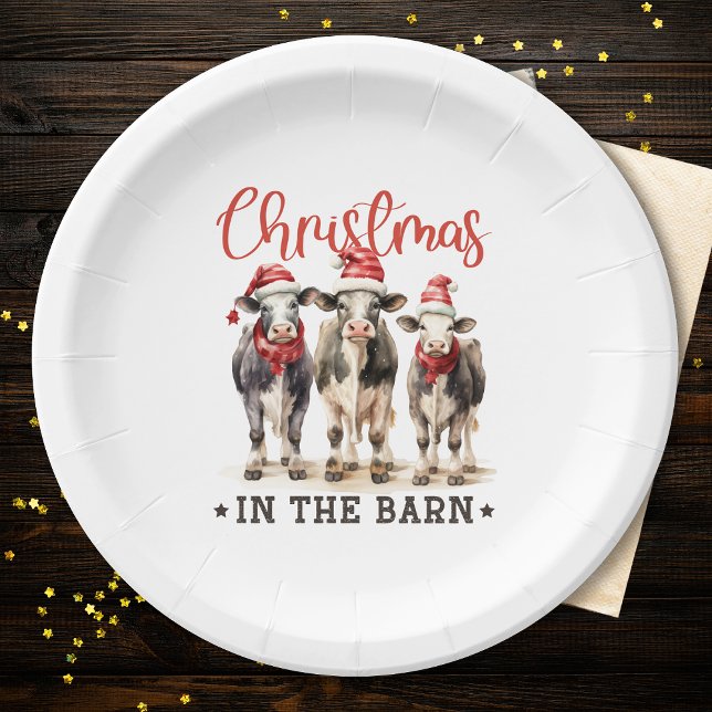 Plato De Papel Navidades en vacas rusticas de granero en Santa Ha (Subido por el creador)