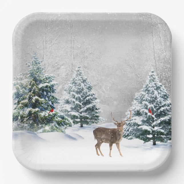 Plato De Papel Navidades En Winter Woods (Anverso)