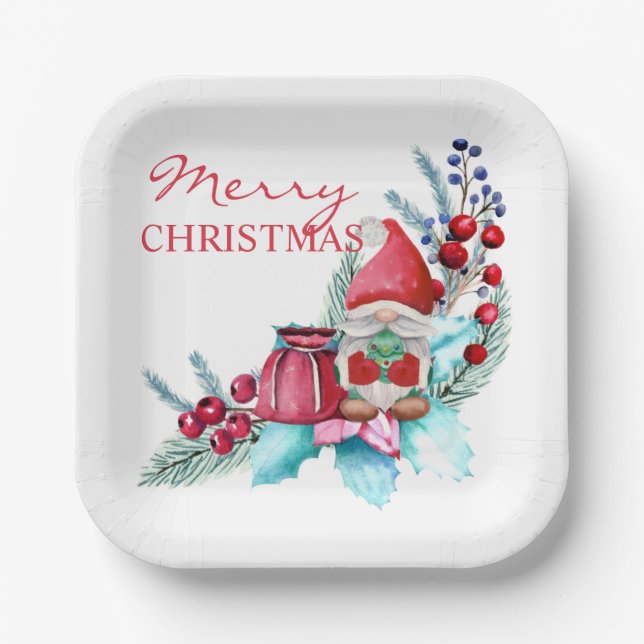 Plato De Papel Navidades escandinavos Gnome (Anverso)