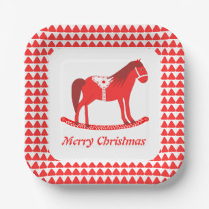 Plato De Papel Navidades escandinavos Personalizado de caballos r