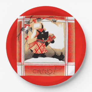 Plato De Papel navidades escoceses de los años 1930 dice ‘Cheerio