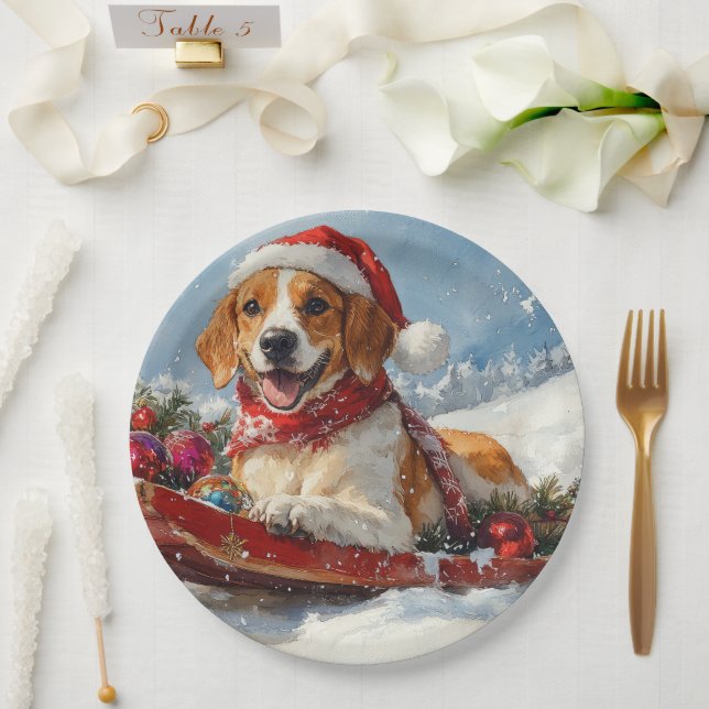 Plato De Papel Navidades estadounidenses de Foxhound en inglés (Boda)