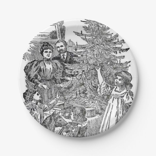 Plato De Papel Navidades familiares de época (Anverso)