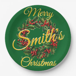 Plato De Papel Navidades familiares personalizados Garland