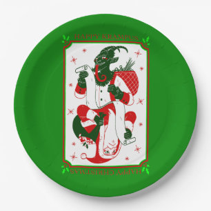 Plato De Papel navidades felices krampus santa