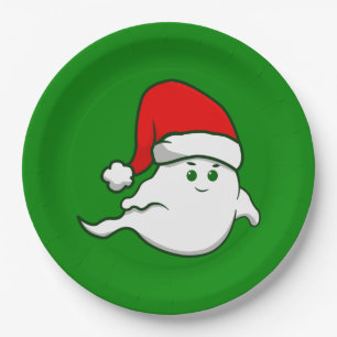 Plato De Papel navidades feos fantasma espeluznante verde