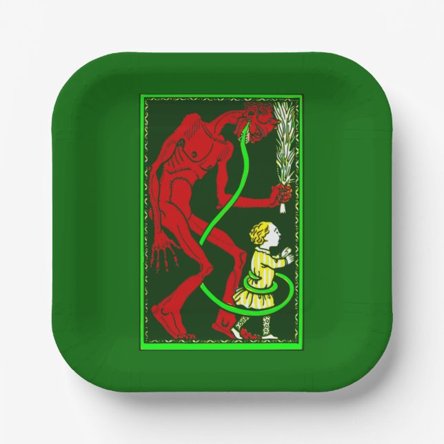 Plato De Papel navidades feos krampus victoriano infantil (Anverso)