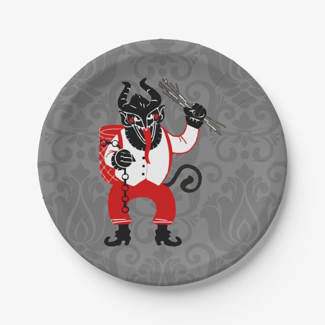 Plato De Papel navidades feos krampus xmas monstruo antigüedades (Anverso)