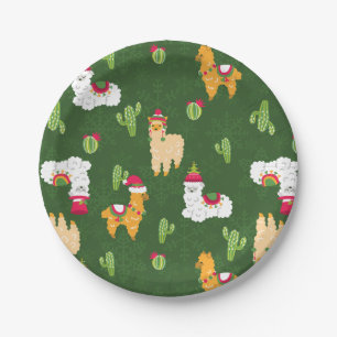 Plato De Papel navidades feos llama snowflakes cactus alpaca