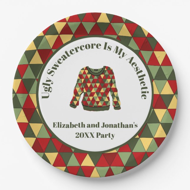 Plato De Papel Navidades feos sudan oro verde rojo (Anverso)