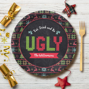 Plato De Papel Navidades feos Sweater Nondic Knit Name Chalkboard