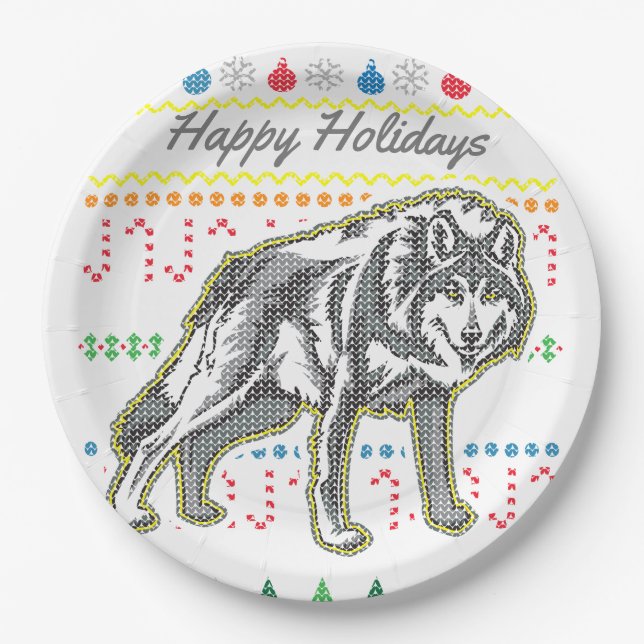 Plato De Papel Navidades feos Sweater Wildlife Series (Anverso)