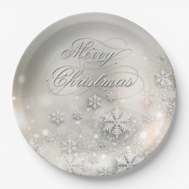 Plato De Papel Navidades festejan elegante placa de copo de nieve