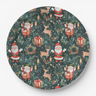 Plato De Papel Navidades Festivan Santa Claus