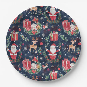 Plato De Papel Navidades Festivan Santa Claus