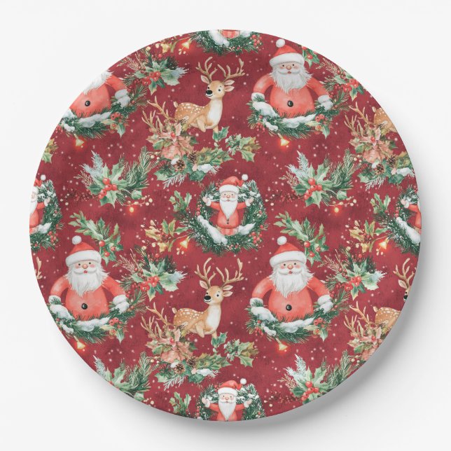 Plato De Papel Navidades Festivan Santa Claus (Anverso)