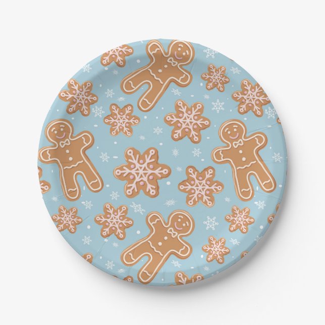 Plato De Papel Navidades festivos Diseño de galletas de pan de je (Anverso)
