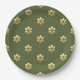Plato De Papel Navidades festivos Green & Gold Daisy