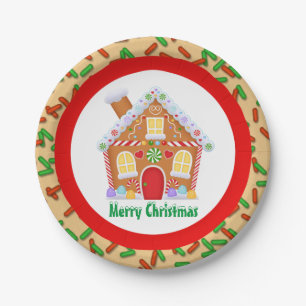 Plato De Papel Navidades festivos jingerbread casa agregar chapa 