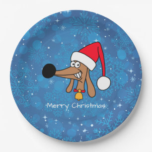 Plato De Papel Navidades festivos Perro Dachshund