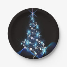 Navidades Fiesta Árbol azul brillante negro elegan