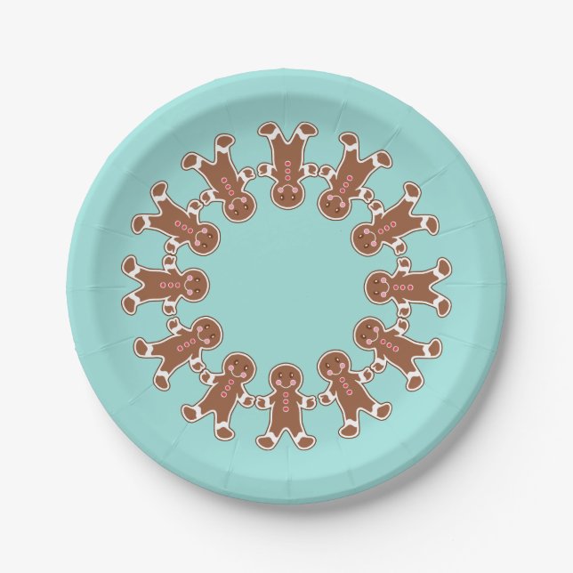 Plato De Papel Navidades Fiesta Cute Gingerbread Niños Placas de  (Anverso)
