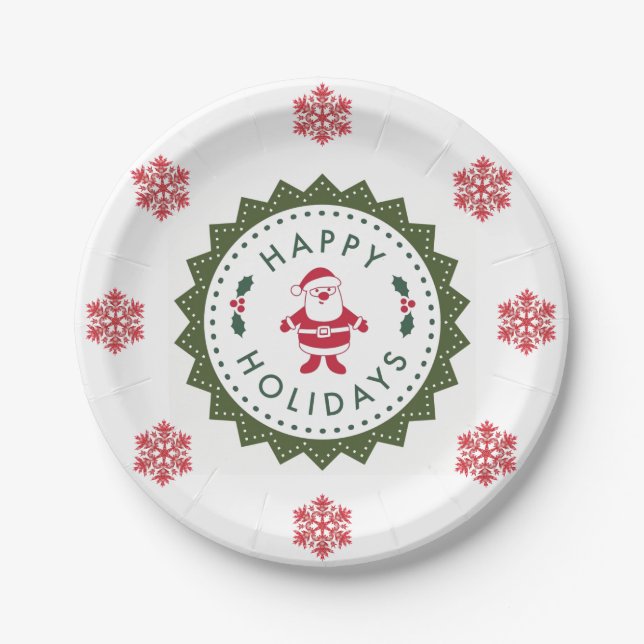 Plato De Papel Navidades Fiesta Cute Personalizado Santa (Anverso)