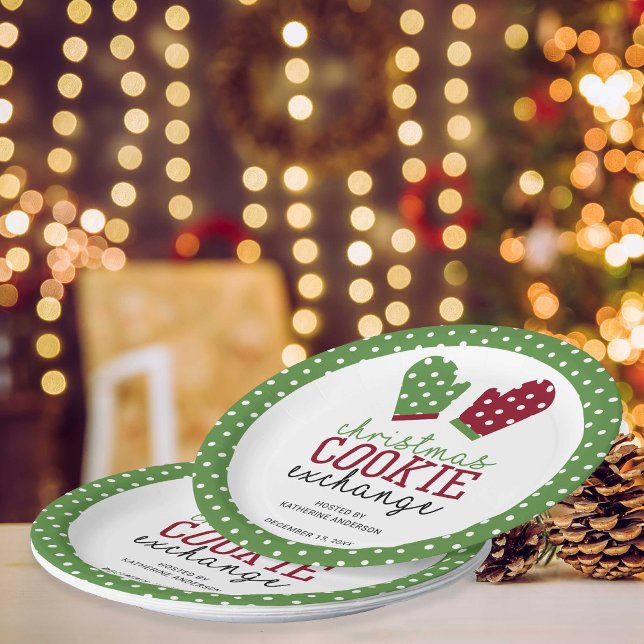 Plato De Papel Navidades Fiesta de intercambio de cookies Polka p (Subido por el creador)
