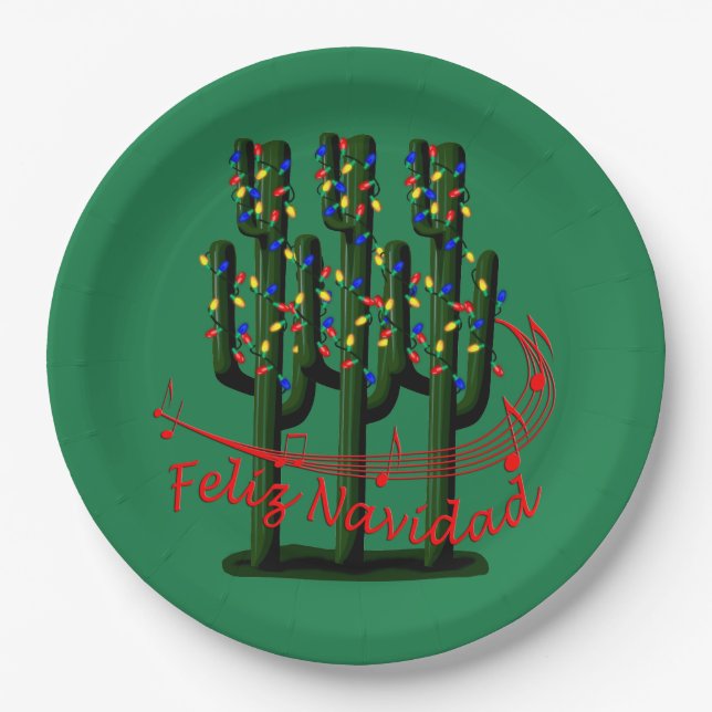 Plato De Papel Navidades Fiesta Feliz Navidad Fiesta Plates (Anverso)