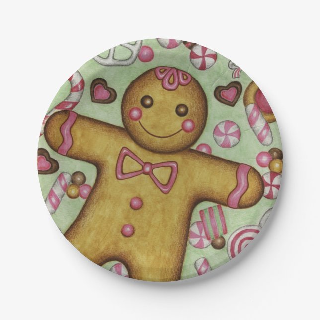 Plato De Papel Navidades Fiesta Gingerbread Boy Paper Plates (Anverso)