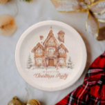 Plato De Papel Navidades Fiesta Gingerbread House Personalizado<br><div class="desc">Navidades Fiesta Gingerbread House planchas personalizadas de papel marcará el tono para su festín de vacaciones. Diseñado con una hermosa casa de Gingerbread sobre un fondo nevado. Coincidir con los elementos de nuestra</div>