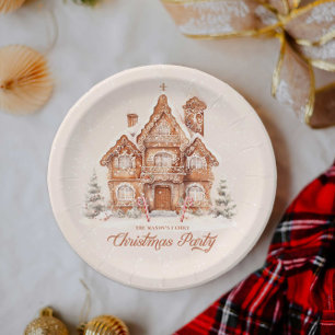 Plato De Papel Navidades Fiesta Gingerbread House Personalizado