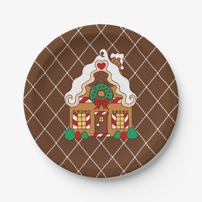 Plato De Papel Navidades Fiesta Gingerbread Placas de papel para  (Anverso)