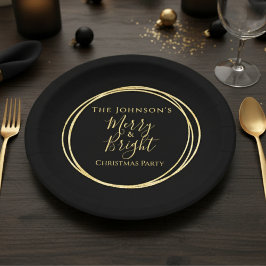 Plato De Papel Navidades Fiesta Oro Negro