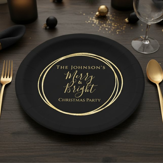 Plato De Papel Navidades Fiesta Oro Negro (Subido por el creador)