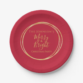 Plato De Papel Navidades Fiesta Red Gold