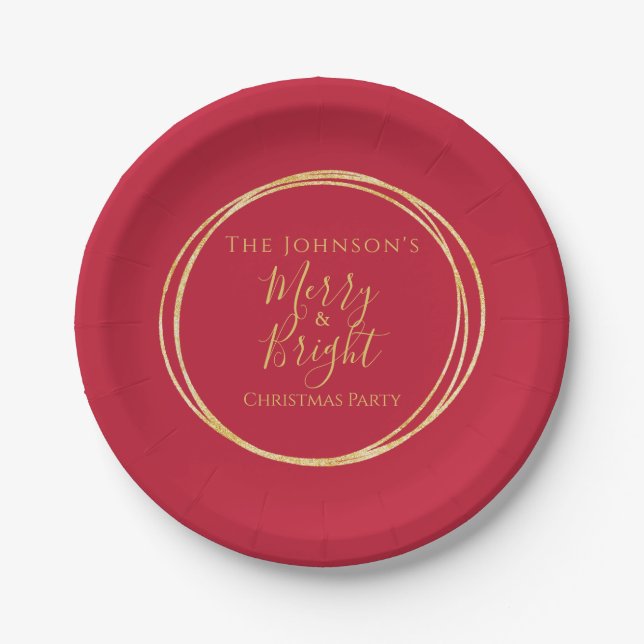 Plato De Papel Navidades Fiesta Red Gold (Anverso)