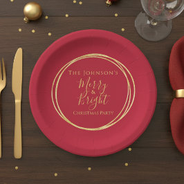 Plato De Papel Navidades Fiesta Red Gold