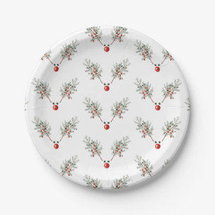 Plato De Papel Navidades Fiesta Red Nosed Reindeer Pine Berries
