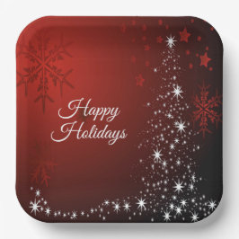 Plato De Papel Navidades Fiesta White Stars Tree Copos de nieve r