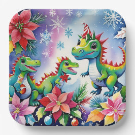 Plato De Papel Navidades Fiestas Dinosaurios