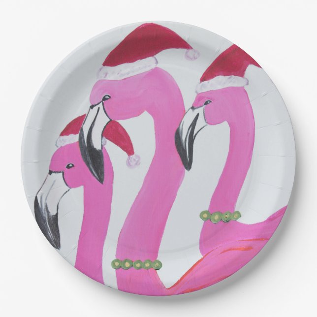 Plato De Papel Navidades Flamingo (Anverso)