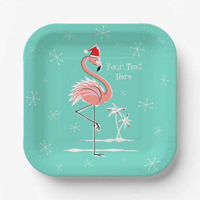 Plato De Papel Navidades Flamingo Cuadro de texto (Anverso)