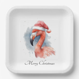 Plato De Papel Navidades Flamingo, personalizable